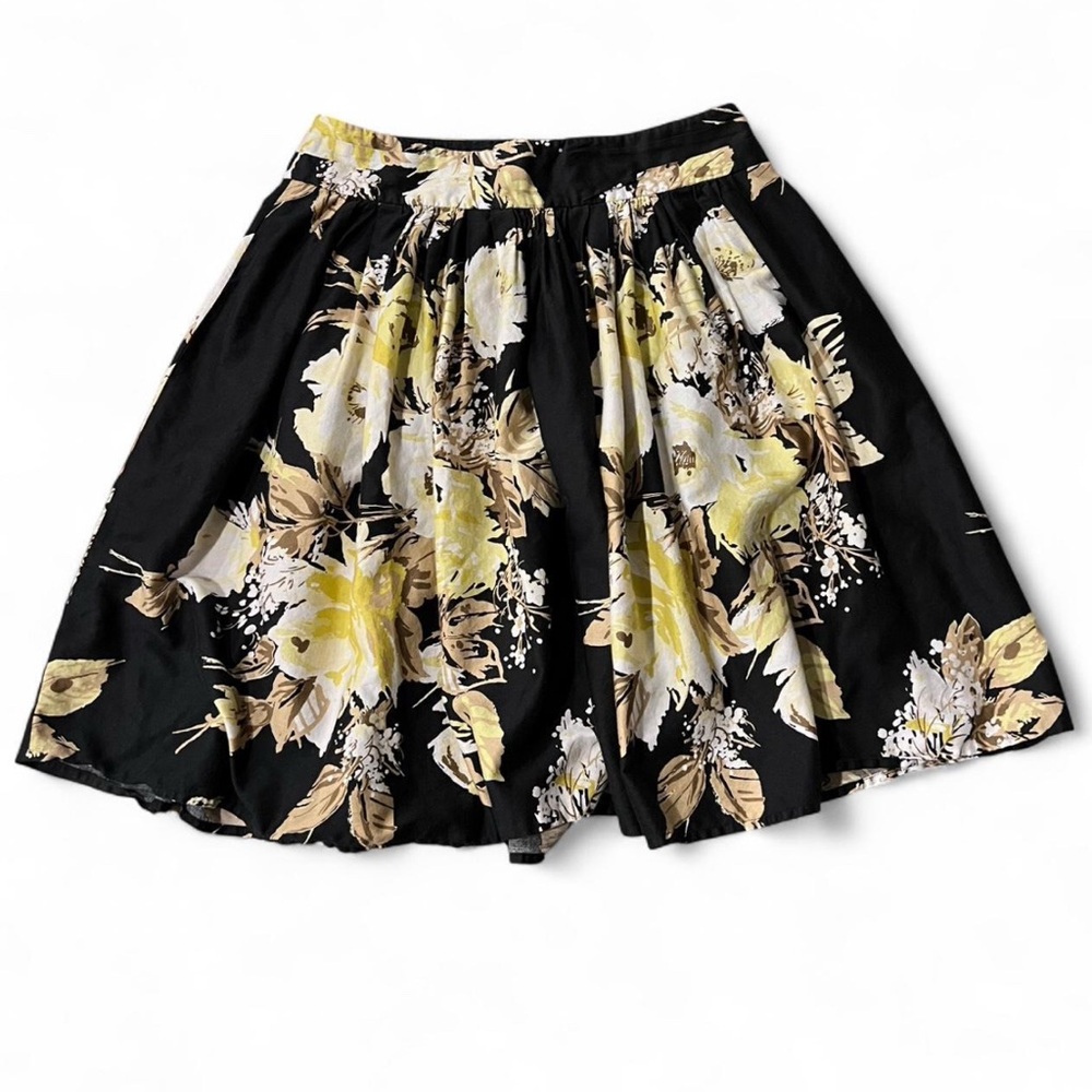 Elegant Floral THE LOFT Skirt in Black and Yellow SZ 6